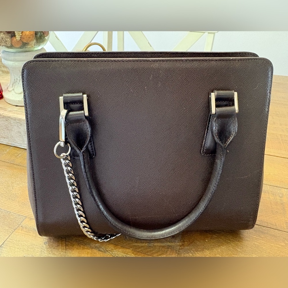 Burberry Chocolate Brown Leather Bag with Check Interior - Picture 9 of 15